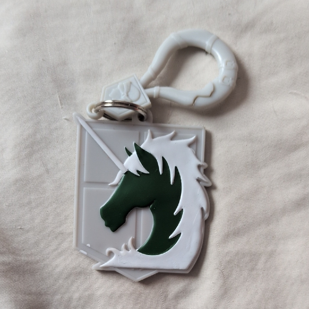 Attack On Titan Keychain Military Police Logo (Unicorn) Green Grey White Anime